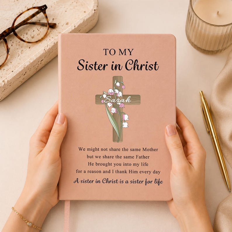Flower Christian Gifts for Women,Bible Verse Journal,Religious Gifts, Sister in Christ,Birthday Gift,baptism gift adult, Best Friend Gift 6-Rose Beige