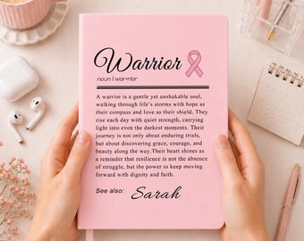 Custom Warrior Journal, Encouragement Gift for Breast Cancer, Personalized Cancer Recovery Gift, Cancer Chemo Gift for Friend, Gift for Her