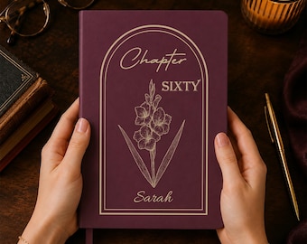Personalized 60th Birthday Gift, Chapter 60 Name Journal, Birth Flower Notebook, Turning Sixty Gift for Women Men Sister Best Friend Bestie