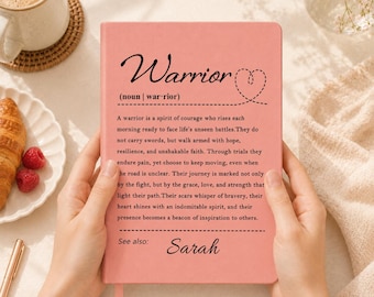 Personalized Warrior Journal, Cancer Recovery Gift, Encouragement Gift, Custom Warrior Definition Journal, Cancer Chemo Gift for Friend