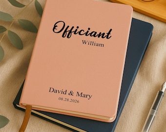 Wedding Officiant Book, Custom Officiant Note Book for Speech Sermon Toast, Wedding Day Pastor Host Gifts, Reverend Gift, Officiant Journal