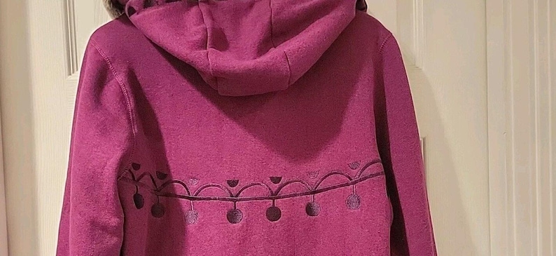 NEW Disney FROZEN Broadway Musical Anna Jacket Hoodie Fleece Fur Size L Purple image 8