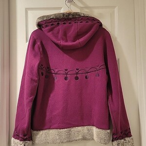 NEW Disney FROZEN Broadway Musical Anna Jacket Hoodie Fleece Fur Size L Purple image 6