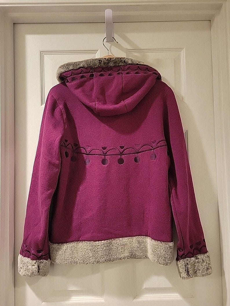 NEW Disney FROZEN Broadway Musical Anna Jacket Hoodie Fleece Fur Size L Purple image 6