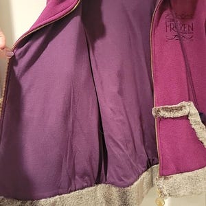 NEW Disney FROZEN Broadway Musical Anna Jacket Hoodie Fleece Fur Size L Purple image 9