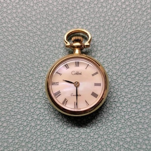 Vintage Colibri Pocket Pendant Quartz Watch Swiss Mother of Pearl