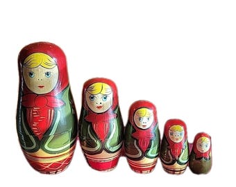 ヴィンテージ マトリョーシカ ロシア製 手描き木製 バブーシュカ