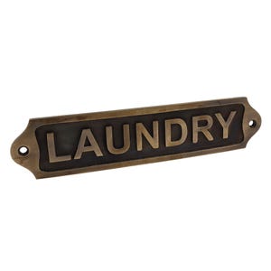 LAUNDRY Wall Sign Classic Vintage Style Metal Plate for Home Decor, Brass Sign with Screws, Vintage Plaque for Laundry Door, Utility Room