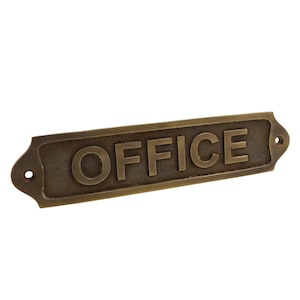 Vintage Bronze OFFICE Wall Sign: Rustic Metal Door Plaque