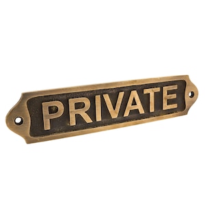 Vintage Style PRIVATE Door Sign Solid Metal Plaque with Screws Antique Brass Finish – Bathroom, Office, Home Decor
