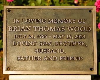 Custom Engraved Memorial Plaque: Name Plate for Garden, Bench, Wall