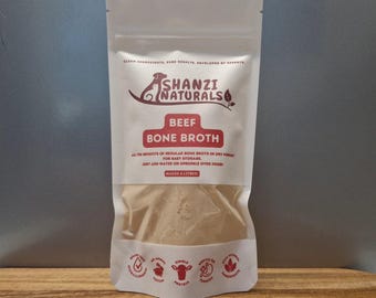 Caldo de hueso de res en polvo para perros y gatos (rinde 4 litros): rehidratar o espolvorear