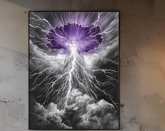 Purple Lightning Rift | Storm Sketch Print
