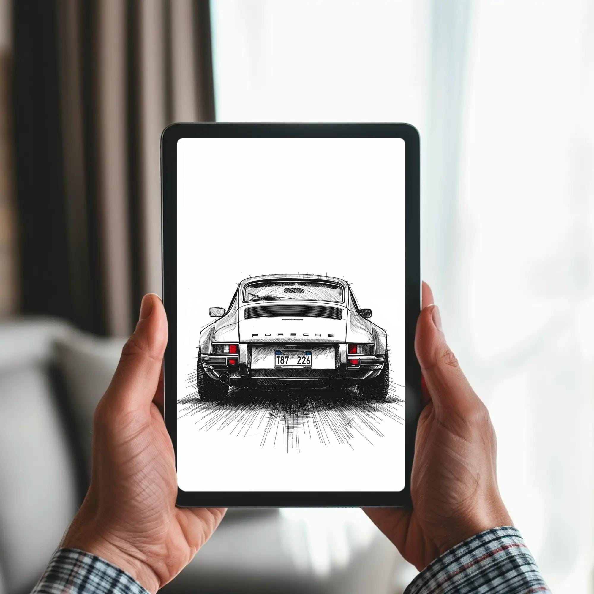 Vintage Porsche 911 Wallpaper: Red Taillight Classic Car Art