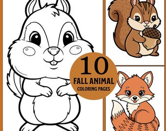 Fall Animal Coloring Pages: 10 Printable Sheets for Kids | Instant Download PDF File