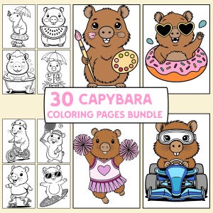 Capybara Coloring Pages Bundle Instant Printable Download PDF File