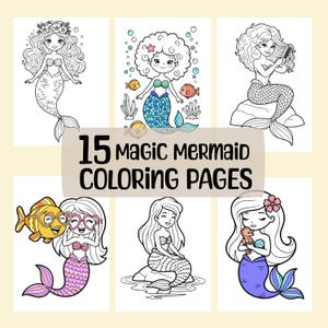 Zeemeermin kleurplaten Fantasy Art activiteit pdf-bestand direct downloaden
