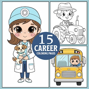 Career Coloring Pages: 15 Educational Profession Activity Sheets (Digital Download)