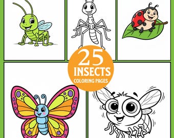 25 kolorowanek z owadami dla dzieci | Pszczoły, motyle, biedronki (wersja cyfrowa do pobrania)