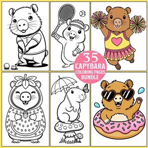 Capybara Coloring Pages: 35 Printable Sheets For Kids (Digital Download)
