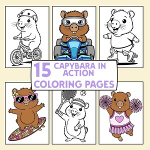 Capybara Coloring Pages Digital Printable Art Coloring Sheets PDF File Instant Download