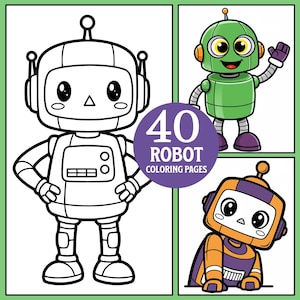 Robot Coloring Pages: 40 Printable Coloring Sheets | Instant Download PDF File