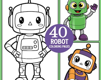 Robot Coloring Pages: 40 Printable Coloring Sheets | Instant Download PDF File