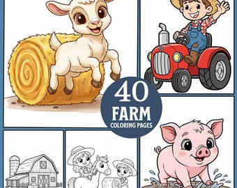Farm Coloring Pages: 40 Barnyard Animals Coloring Sheets (PDF Digital Download)