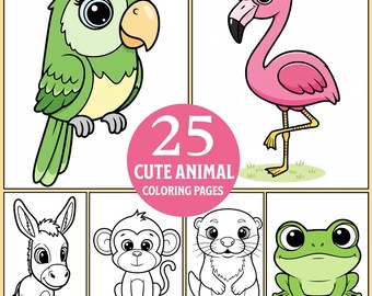 Animal Coloring Pages: 25 Printable PDF Activity Sheets (Digital Download)