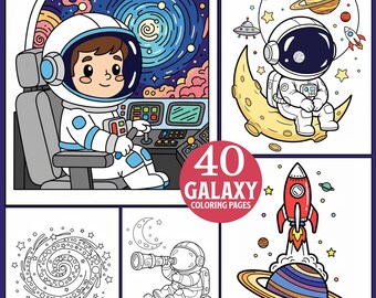 Galaxy Coloring Pages: 40 Space Themed Coloring Sheets Instant Download PDF File