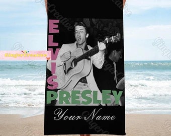 Elvis Presley Beach Towel, Personalized Beach Towel, Elvis Presley Towel, Name Bath Towel, Custom Pool Towel, Beach Towel With Name