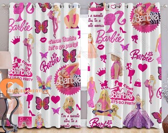 Barbi Window Curtains, Barbi Curtains, Barbi Shower Curtain, Barbi Bedroom Curtain, Barbi Door Curtain, Pink Girl Curtain, Doll Curtain