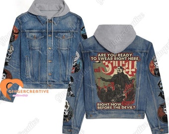 Ghost Band Denim Jacket, Ghost Band Jacket, Ghost Jean Jacket, Ghost Jacket Men, Ghost Denim Jacket Women, Cardinal Copia Jacket