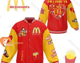 McDonald's Baseball Jacket, McDonald's Jacket, McDonalds Jacket Men, Food Baseball Jacket, Jackets For Men, Streetwear Jacket
