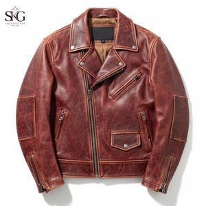Men's Distressed Brown Leather Biker Jacket | Asymmetric Zip Moto Style