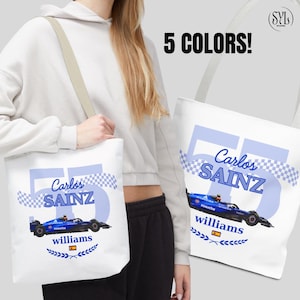 Carlos Sainz F1 Tote Bag, Motorsport Fan Gift, Williams, Alex Albon, Formula 1, Aesthetic