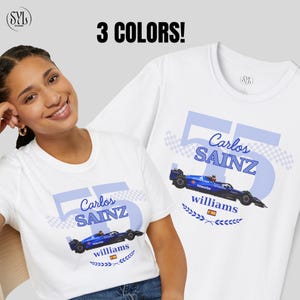T-shirt F1 Carlos Sainz, T-shirt unisexe, Cadeau, Vêtements de sport automobile, Williams, Alex Albon, Formule 1, Esthétique, Course automobile, Vêtements