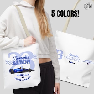 Alex Albon F1 Tote Bag, Motorsport Fan Gift, Williams, Carlos Sainz, Formula 1, Aesthetic