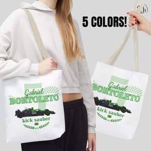 Gabriel Bortoleto F1 Tote Bag, Motorsport Fan Gift, Kick Sauber, Nico Hulkenberg, Formula 1, Aesthetic, Brazil