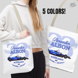 Alex Albon F1 Tote Bag, Motorsport Fan Gift, Williams, Carlos Sainz, Formula 1, Aesthetic