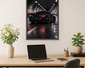BMW M4 G82 Rear View Poster – Realistic Tunnel Car Wall Art, Digital Download