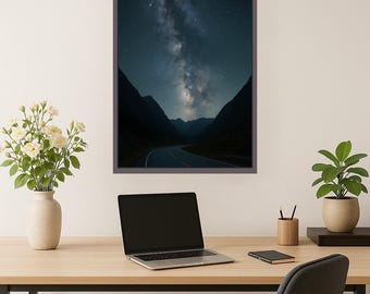 Milky Way Road Night Sky Print, Cosmic Mountain Landscape (Digital Download)
