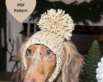 Knitted Beanie PDF Pattern for small dog