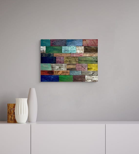 Colorful Reclaimed Large Wood Wall Art, Pallet Wood Mosaic, Multicolor Geometric Decor, Boho Statement Piece