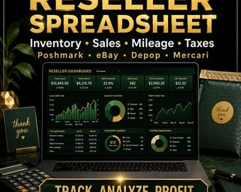 Wiederverkäufer Tabelle Excel, Thrift Flip Warenbestand Umsatz Tracker (Digitaler Download)