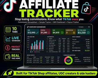 TikTok Shop Affiliate-Tracker-Tabelle (Digitaler Download)