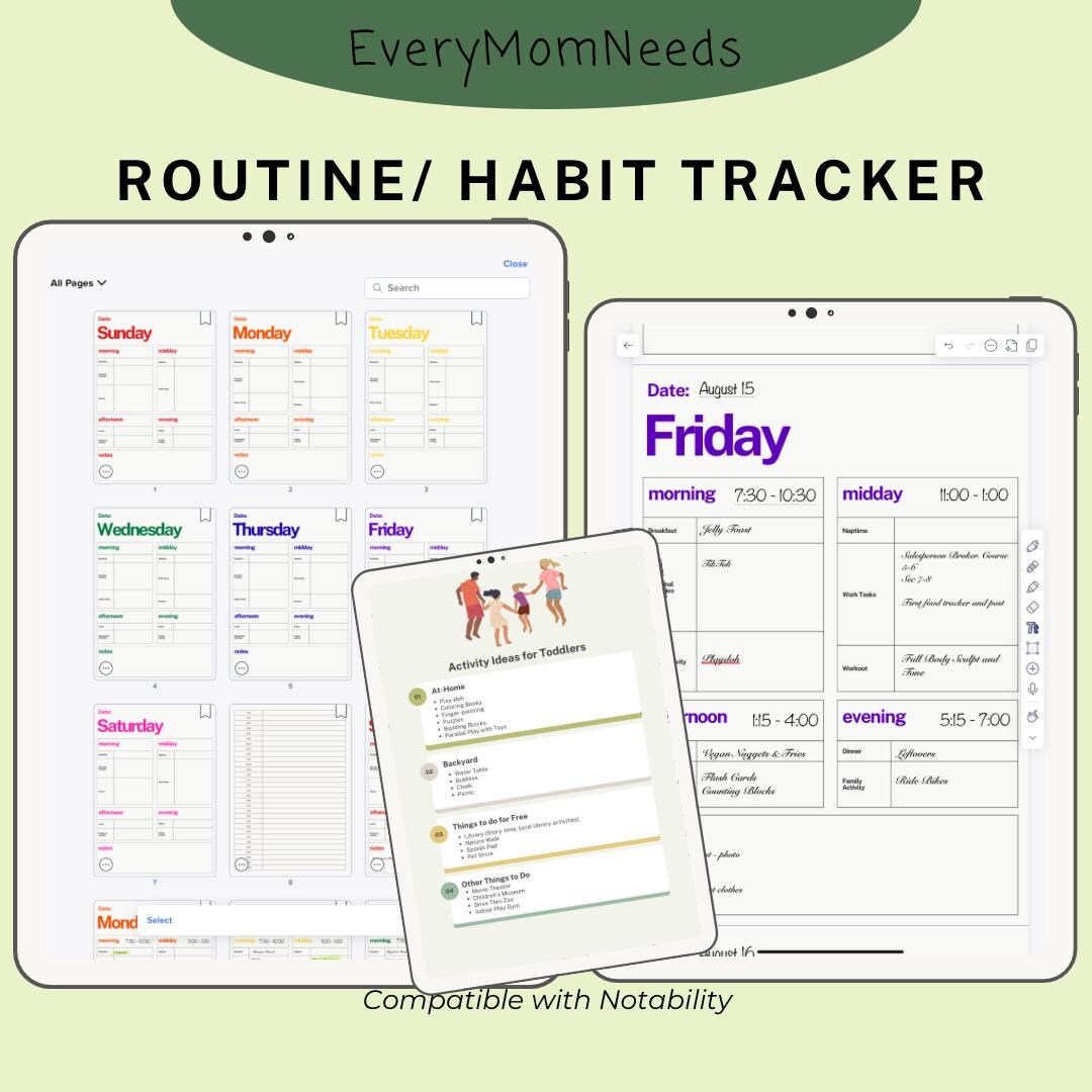 Printable Mom & Toddler Routine Tracker: Daily Activity Planner - Etsy