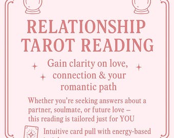 Lecture de tarot relationnelle | Informations sur l'amour, l'âme soeur et les flammes jumelles | Lecture psychique livrée en 24 heures