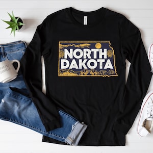 North Dakota Vacation Shirt, North Dakota State Map Shirt, Trip to North Dakota Tee, Retro Travel Souvenir, Vintage North Dakota T-Shirt
