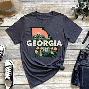 Georgia State Shirt, Georgia Landmarks T-Shirt, Georgia Vacation Tee, Georgia State Map Shirt, Trip to Georgia Shirt, Georgia Souvenir